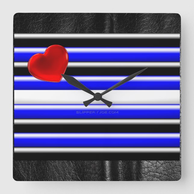 SlipperyJoe's Gay Leather Pride flagga black royal Fyrkantig Klocka (Framsida)