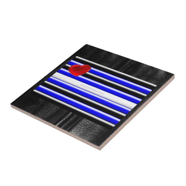 SlipperyJoe's Gay Leather Pride flagga black royal Kakelplatta (Sidan)