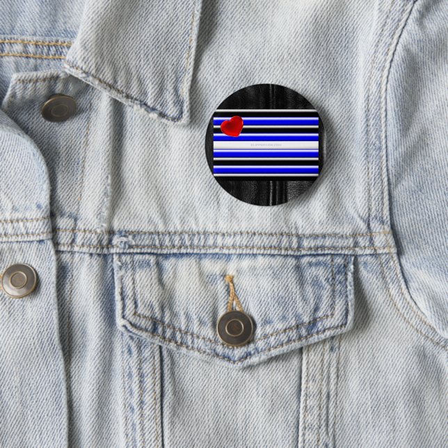 SlipperyJoe's Gay Leather Pride flagga black royal Knapp (In Situ)
