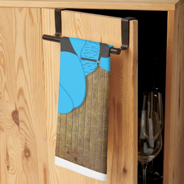 SlipperyJoes gaymuskelbjörn bär tecknad i ledet Kökshandduk (Thirds Fold)