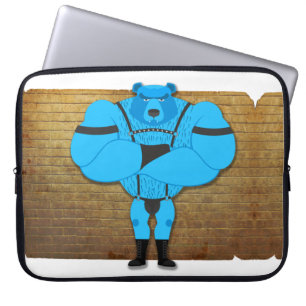 SlipperyJoes gaymuskelbjörn bär tecknad i ledet Laptop Fodral