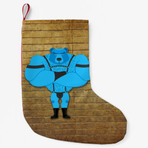 SlipperyJoes gaymuskelbjörn bär tecknad i ledet Liten Julstrumpa
