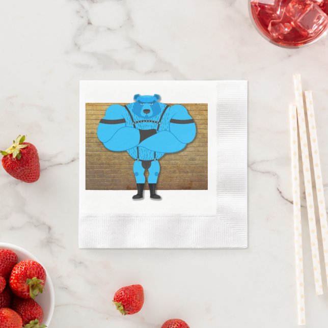 SlipperyJoes gaymuskelbjörn bär tecknad i ledet Pappersservett (Insitu)