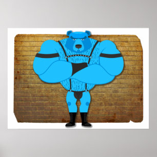 SlipperyJoes gaymuskelbjörn bär tecknad i ledet Poster