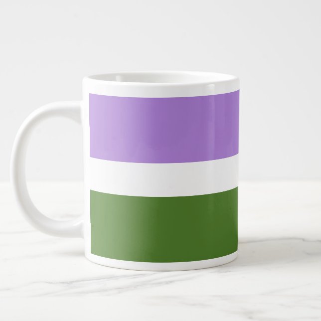 SlipperyJoe's Genderqueer Pride Flagga färg non-bi Jumbo Mugg (Vänster)