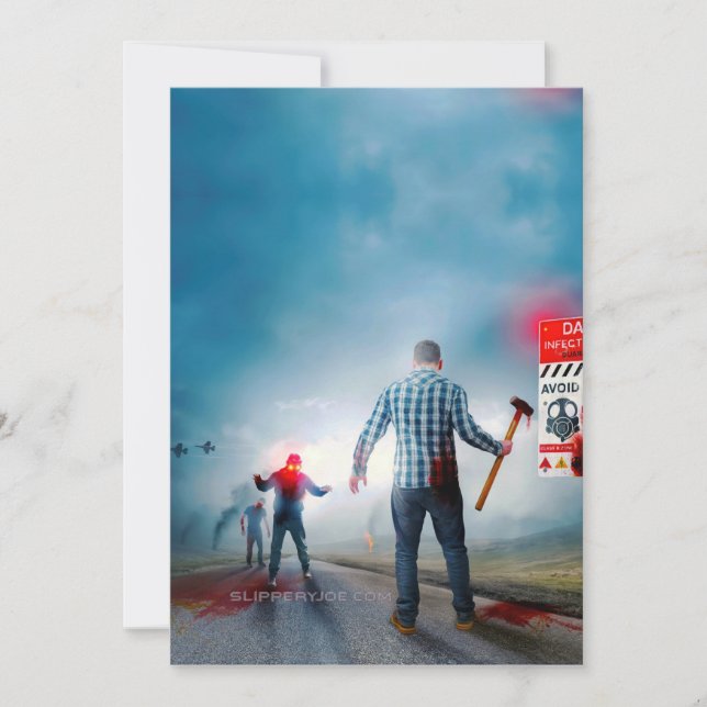 SlipperyJoes glada Halloween lysande ögon zombier Julkort (Framsida)