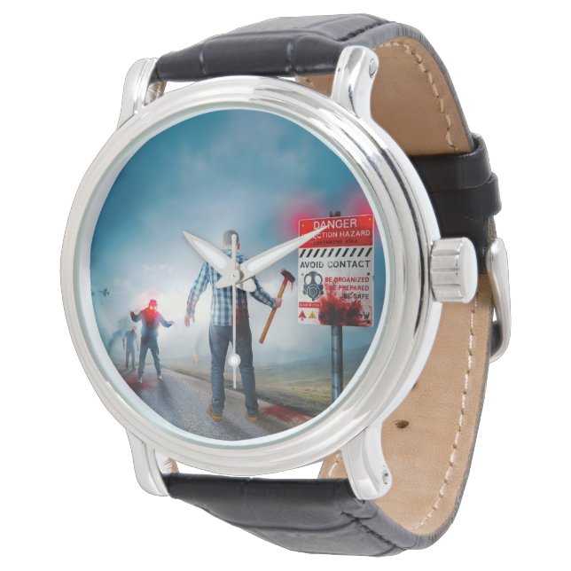 SlipperyJoes glada Halloween lysande ögon zombies Armbandsur (Vinklad)