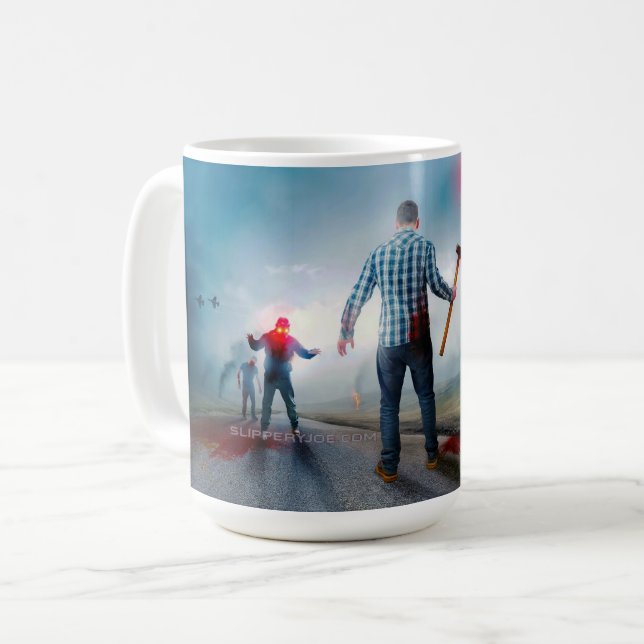 SlipperyJoes glada Halloween lysande ögon zombies Kaffemugg (Framsida vänster)