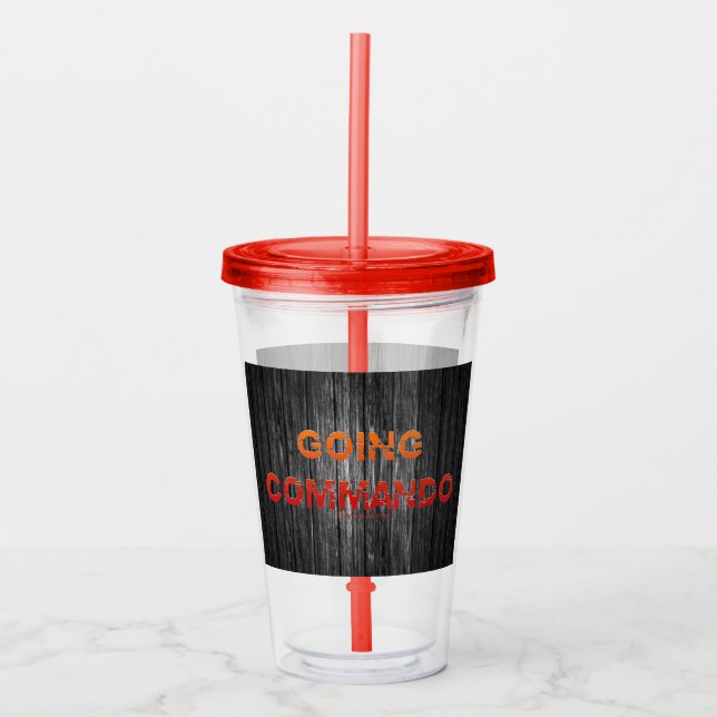 SlipperyJoe's Going Commando fet red orange lette Take Away Mugg (Framsida)