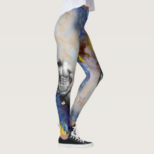 SlipperyJoe's gråskala muskulösa manliga kroppsbyg Leggings