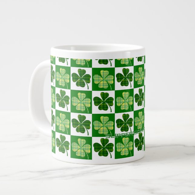 SlipperyJoe's green four-leaf clovers Saint Patric Jumbo Mugg (Framsida vänster)