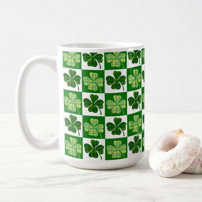 SlipperyJoe's gröna fyrklöver Saint Patric Kaffemugg (Med munk)