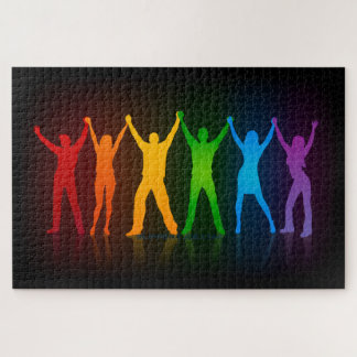 SlipperyJoes grupp människor som håller i händer f Pussel