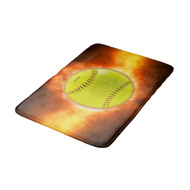 SlipperyJoes gula softboll eldboll flammor rasp Badrumsmatta (Vinklad)