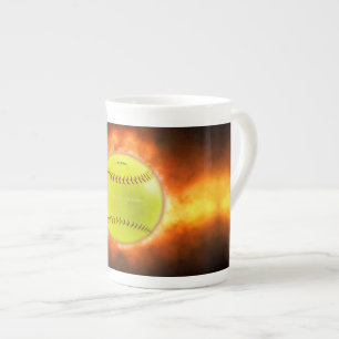 SlipperyJoes gula softboll eldboll flammor rasp Benporslin Mugg
