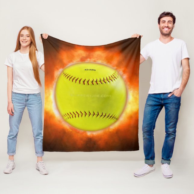 SlipperyJoes gula softboll eldboll flammor rasp Fleecefilt (På plats)