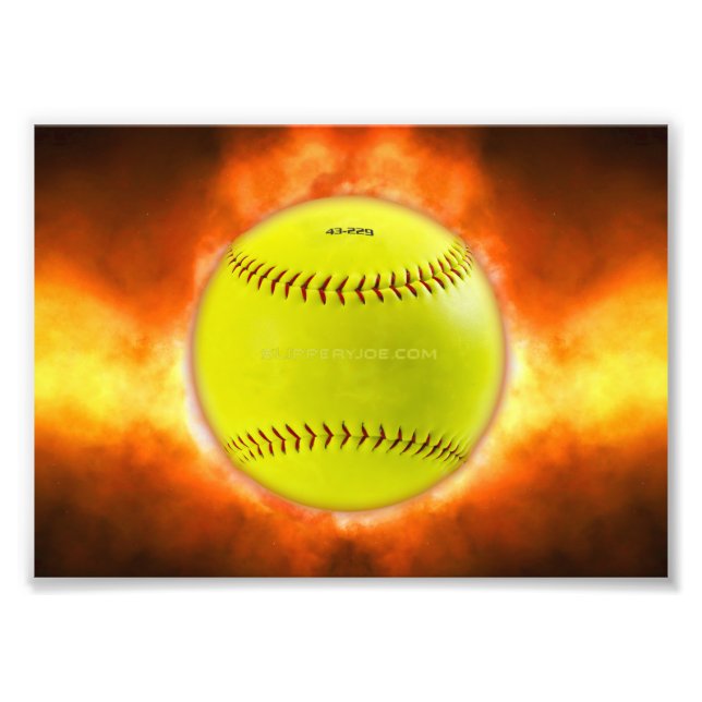 SlipperyJoes gula softboll eldboll flammor rasp Fototryck (Framsidan)