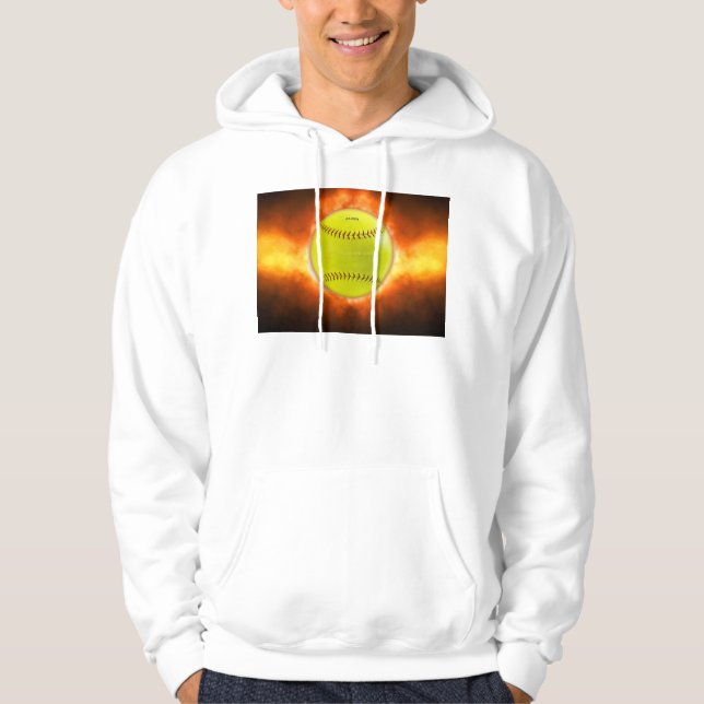SlipperyJoes gula softboll eldboll flammor rasp Hoodie (Framsida)