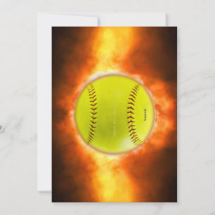 SlipperyJoes gula softboll eldboll flammor rasp Julkort