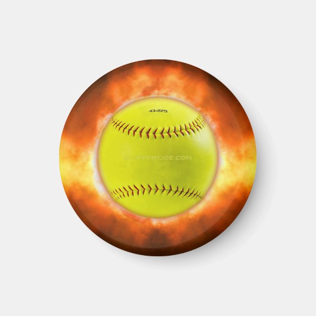 SlipperyJoes gula softboll eldboll flammor rasp Magnet (Framsidan)