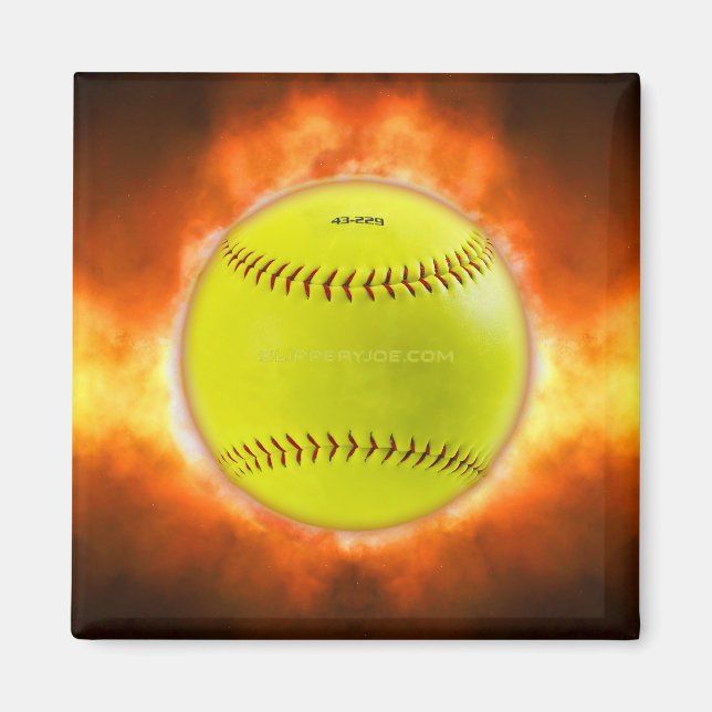 SlipperyJoes gula softboll eldboll flammor rasp Magnet (Framsidan)