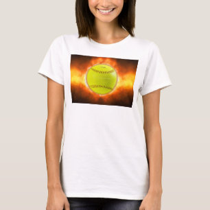 SlipperyJoes gula softboll eldboll flammor rasp T Shirt