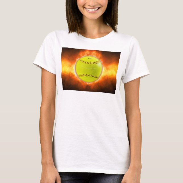 SlipperyJoes gula softboll eldboll flammor rasp T Shirt (Framsida)