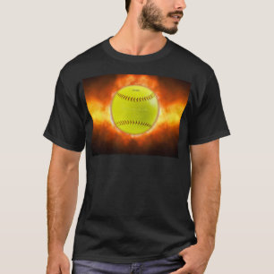 SlipperyJoes gula softboll eldboll flammor rasp T Shirt