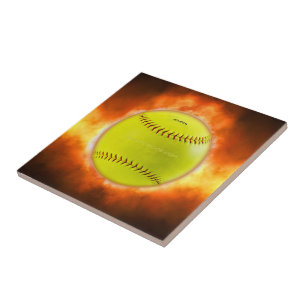 SlipperyJoes gula softboll eldklot flammor rasp Kakelplatta