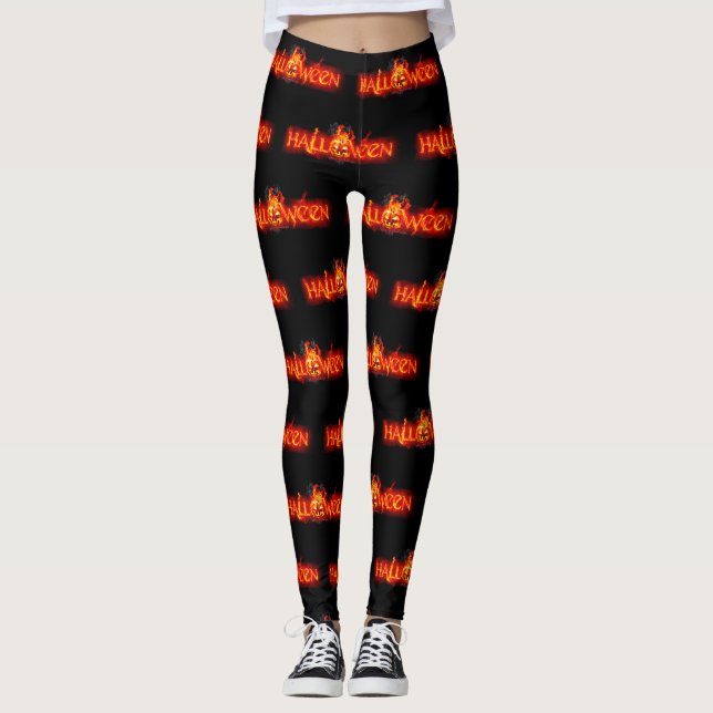 SlipperyJoe's Halloween massiva eldiga bokstäver c Leggings (Framsida)