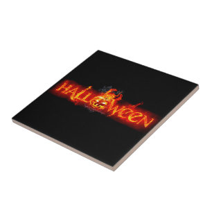 SlipperyJoes Halloween massiva eldiga bokstäver ca Kakelplatta