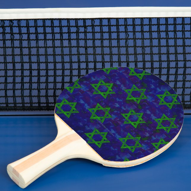 SlipperyJoe's Hanukkah gröna rader Davidsstjärnor  Pingisracket (Insitu)