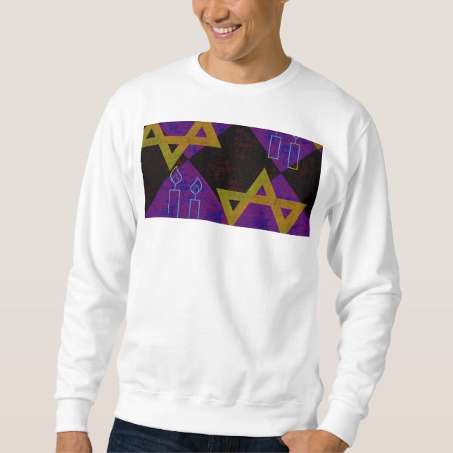 SlipperyJoe's Hanukkah-tema bild gyllengul  Lång Ärmad Tröja (Framsida)