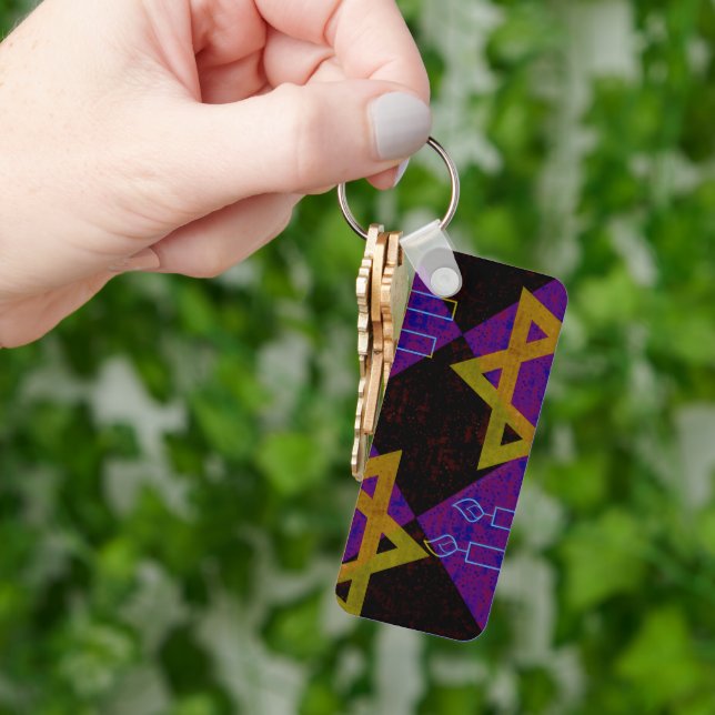 SlipperyJoe's Hanukkah-tema bild gyllengul  Nyckelring (Hand)