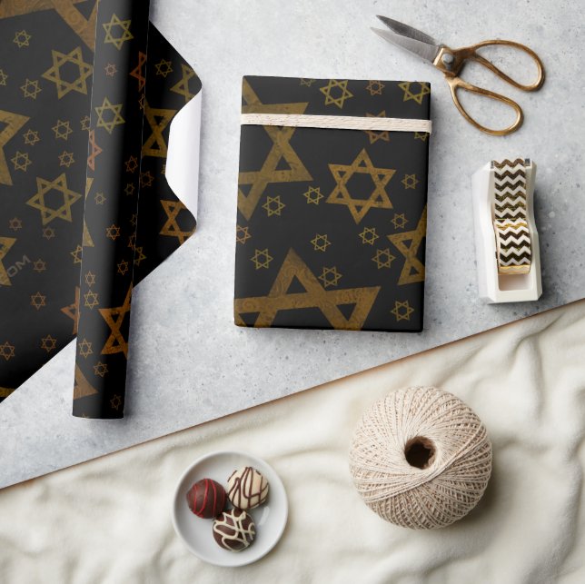 SlipperyJoe's Hanukkah-tema Star David konstnärlig Presentpapper (Hantverk)
