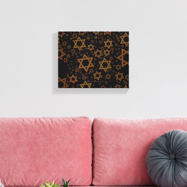 SlipperyJoe's Hanukkah-tema Stjärna David konstnär Canvastryck (Insitu (Vardagsrum))