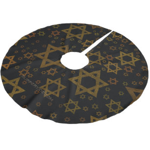 SlipperyJoe's Hanukkah-tema Stjärna David konstnär Julgransmatta Borstad Polyester