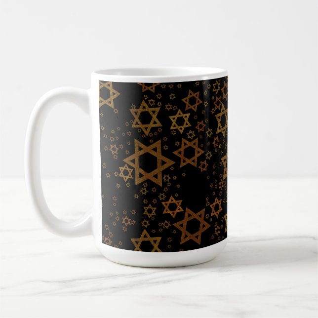 SlipperyJoe's Hanukkah-tema Stjärna David konstnär Kaffemugg (Vänster)