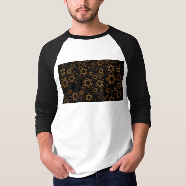 SlipperyJoe's Hanukkah-tema Stjärna David konstnär T Shirt (Framsida)