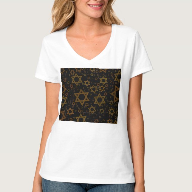 SlipperyJoe's Hanukkah-themed Star David artistic  T Shirt (Framsida)