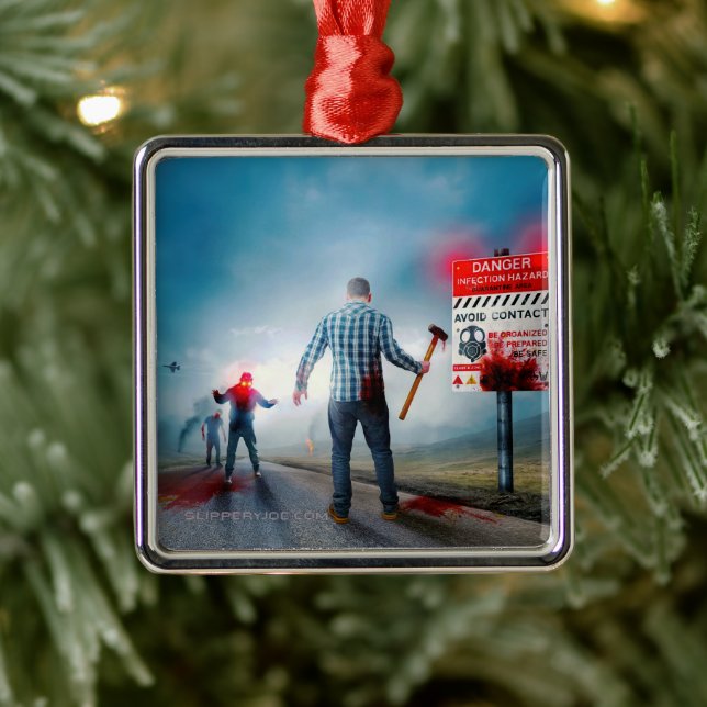 SlipperyJoe's happy halloween-glödande ögon zombie Julgransprydnad Metall (Träd)