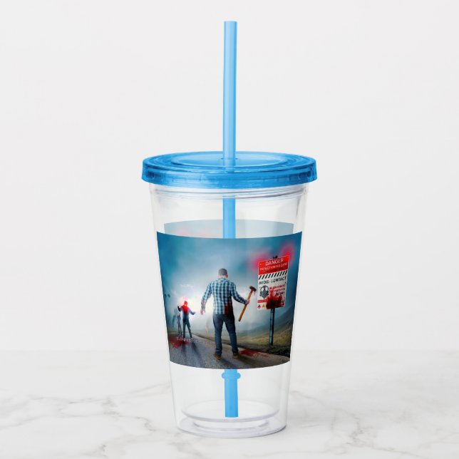 SlipperyJoe's happy halloween-glödande ögon zombie Take Away Mugg (Framsida)