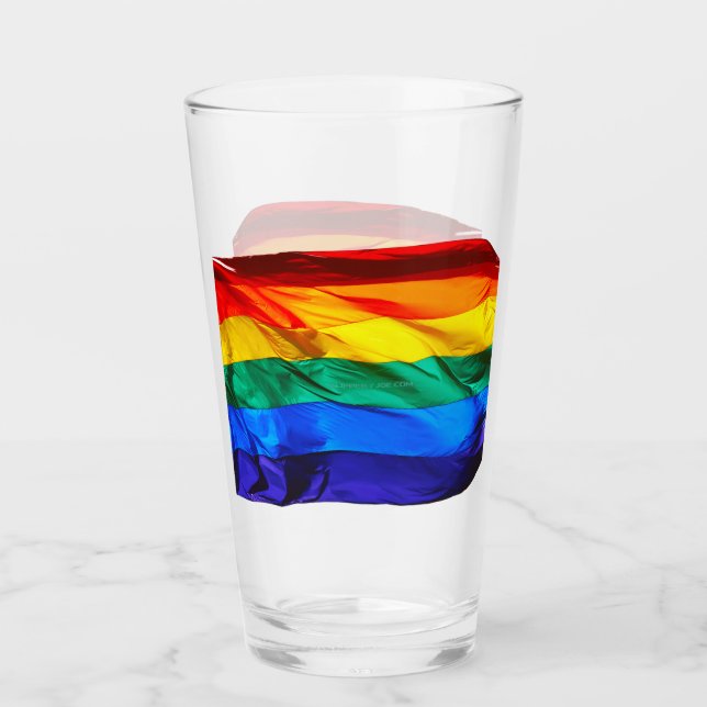 SlipperyJoe's HBTQ-fana vågar röd orange gul Glaskopp (Framsida)