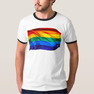 SlipperyJoe's HBTQ-stolthet flagga vajande röd ora T Shirt