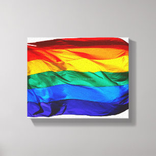 SlipperyJoe's HBTQ-stolthet flagga vajar röd orang Canvastryck