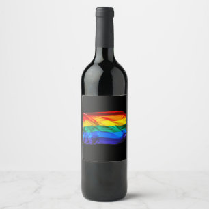 SlipperyJoe's HBTQ-stolthet flagga vajar röd orang Vinflaska Etikett