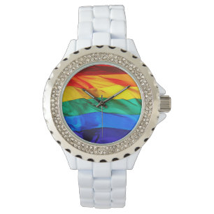 SlipperyJoe's HBTQ-stolthetsflagga vajande röd ora Armbandsur