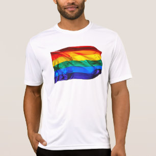 SlipperyJoes HBTQ-stolthetsflagga vajande röd oran T Shirt