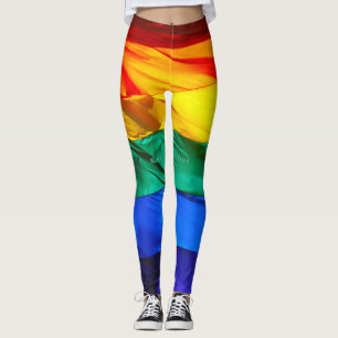 SlipperyJoes HBTQ-stolthetsflagga vajar röd orange Leggings
