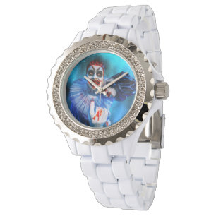 SlipperyJoe's hotande clown Happy halloween red b Armbandsur